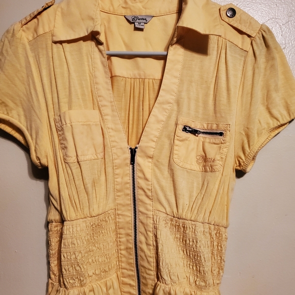 Guess. Yellow Dress Full Front Zipper. Womens Size M - Picture 2 of 8